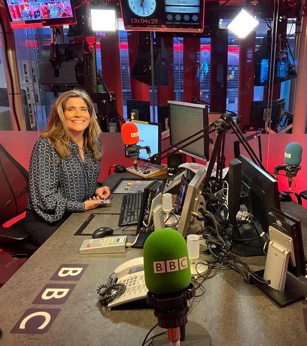 Louise Hosking in a BBC radio studio